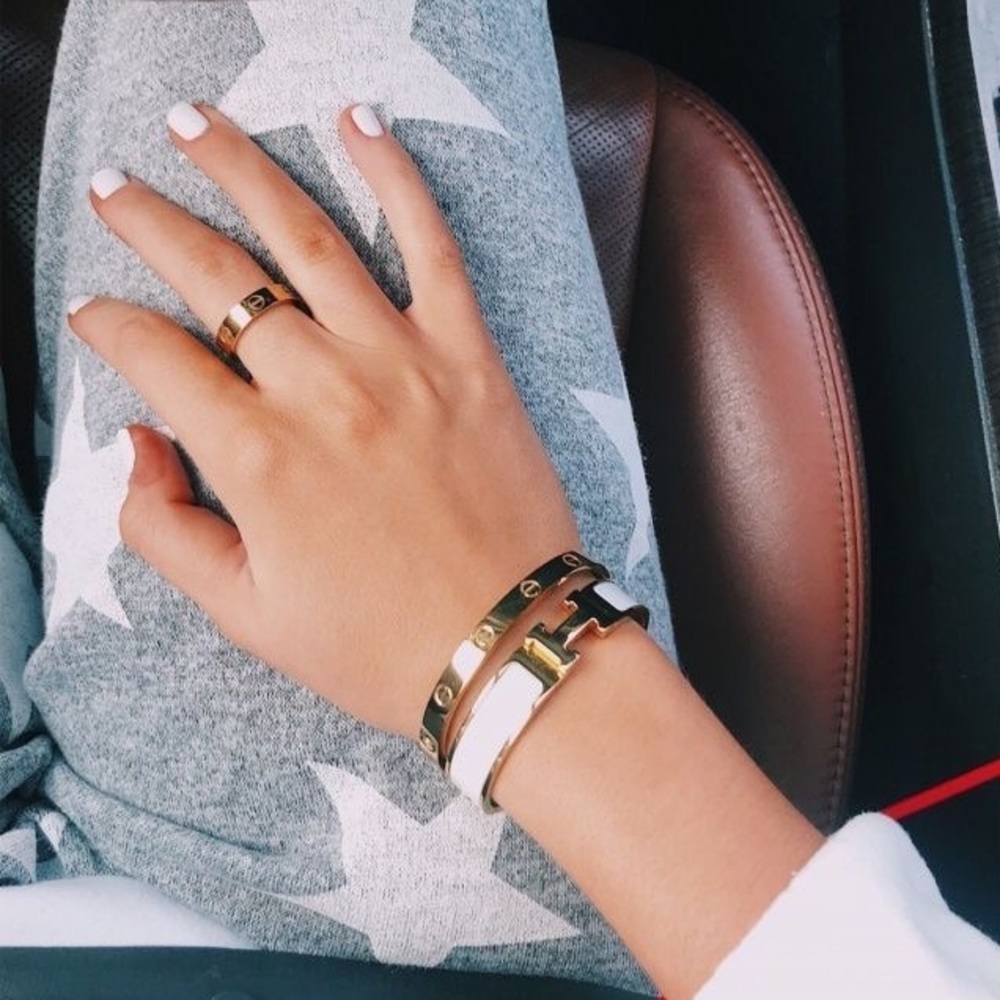 Gold bracelet and ring set